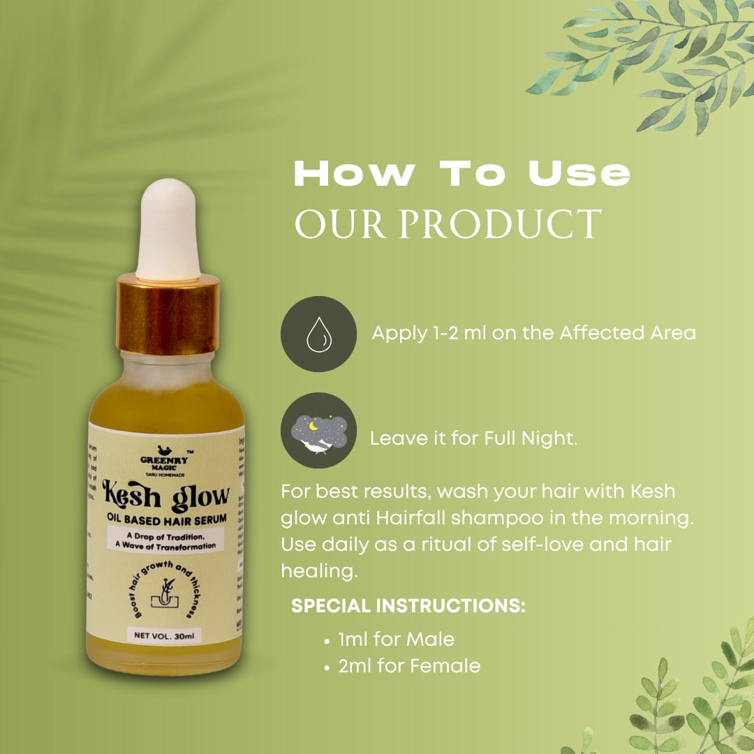 Greenry Magic Kesh Glow Oil-Based Hair Serum – Shine, Strength & Smoothness in Every Drop