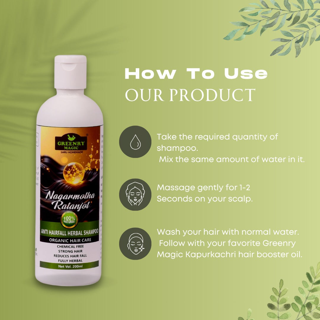 Greenry Magic Nagarmotha Ratanjot Anti Hairfall Herbal Shampoo – Strengthen & Revive Naturally
