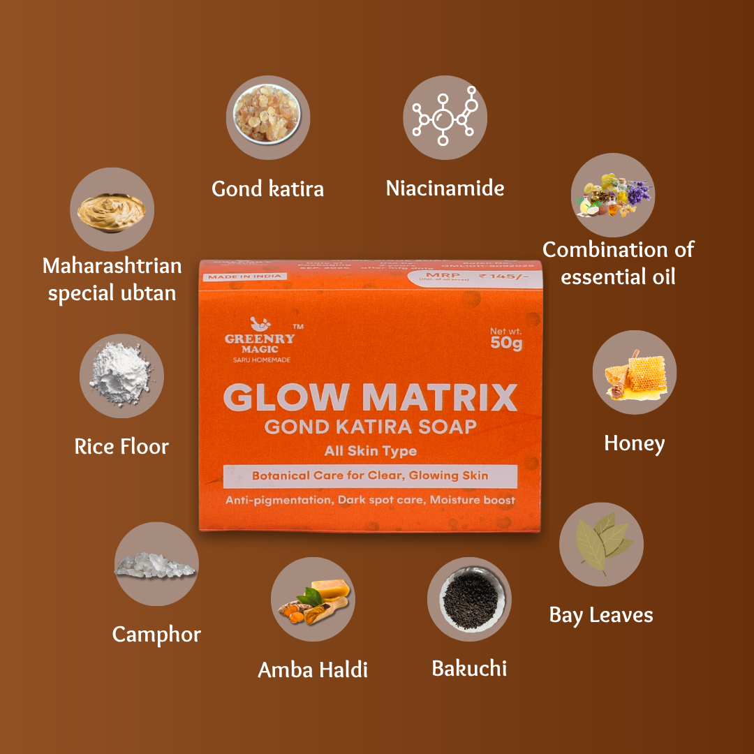 Greenry Magic Glow Matrix Gond Katira Soap – Hydrate, Soothe & Restore Skin Glow Naturally