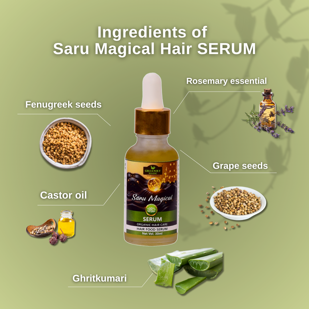 Greenry Magic Saru Magical Hair Serum – Smooth, Shine & Strengthen with Nature’s Touch