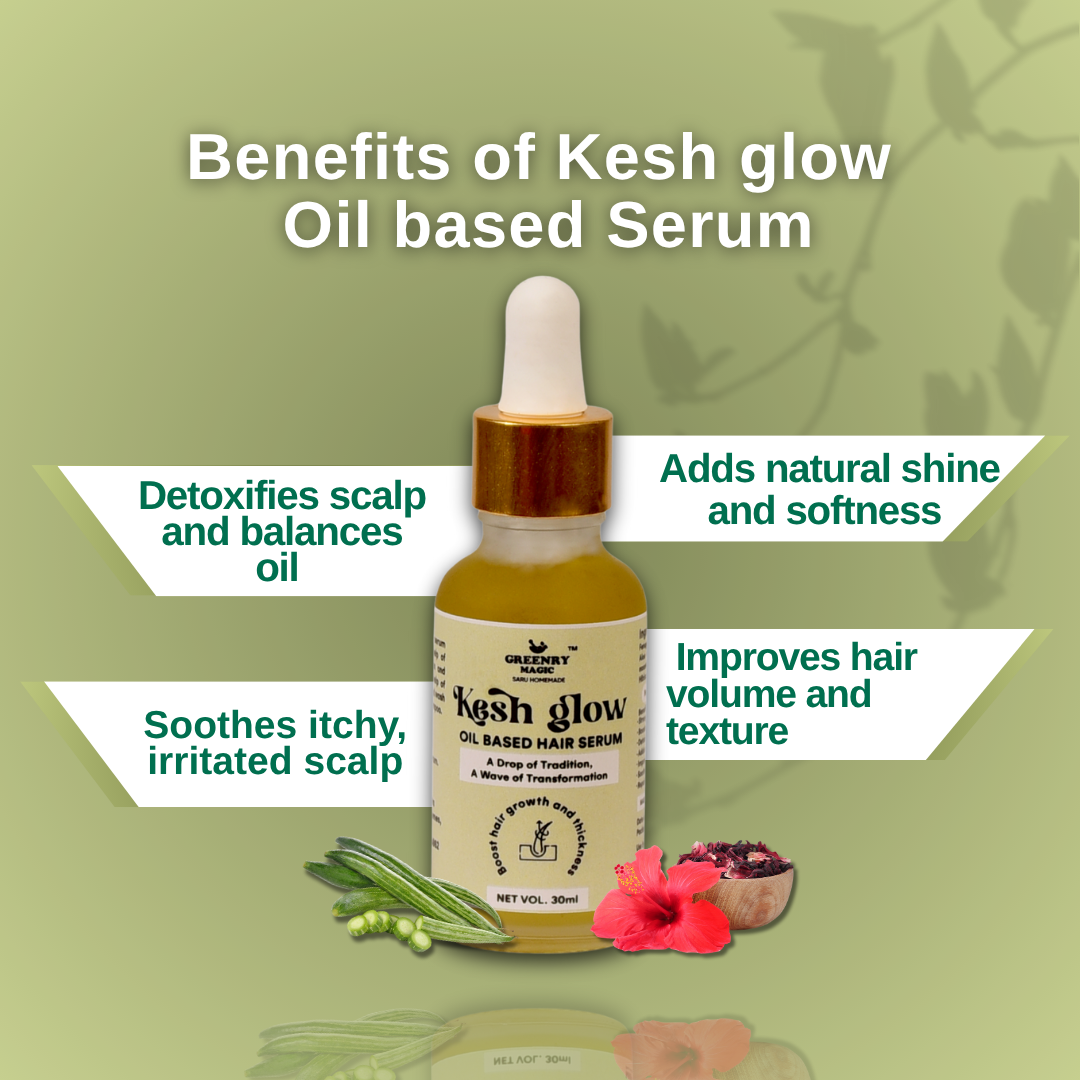 Greenry Magic Kesh Glow Oil-Based Hair Serum – Shine, Strength & Smoothness in Every Drop