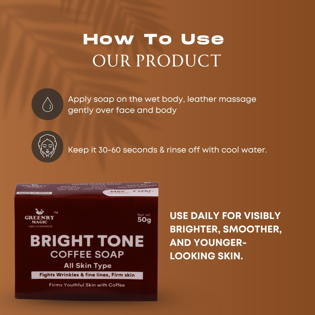 Greenry Magic Bright Tone Coffee Soap – Energize, Brighten & Refresh Naturally